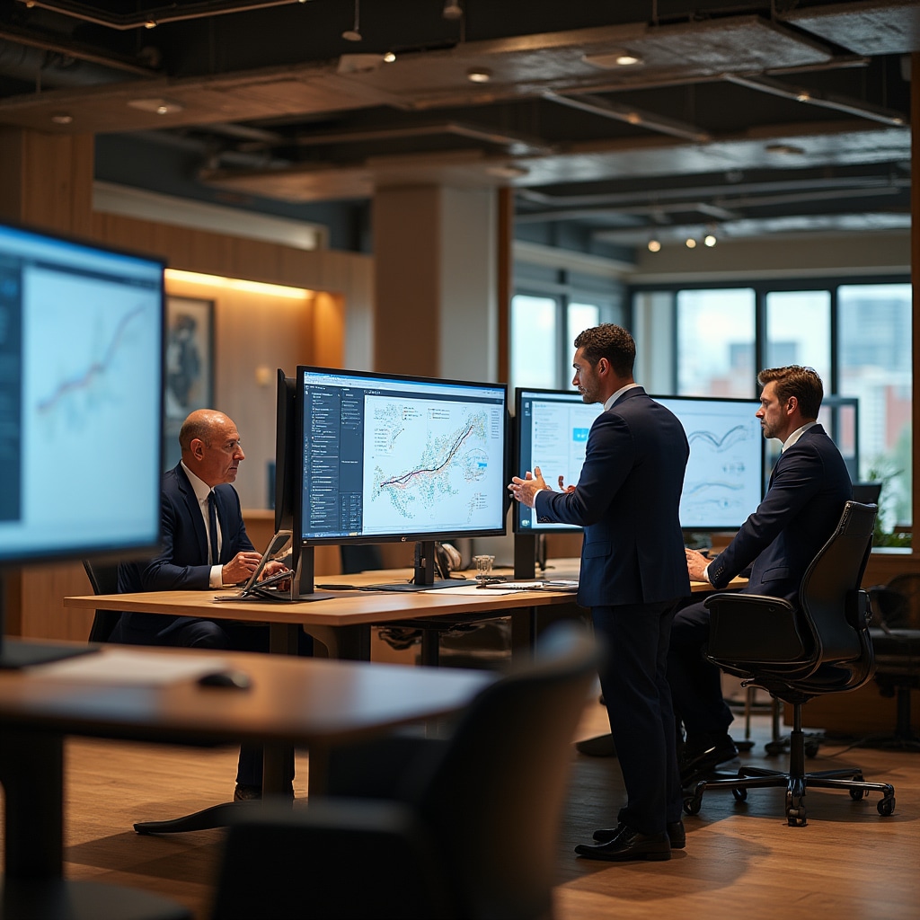 Equipo de consultoría trabajando en análisis logístico